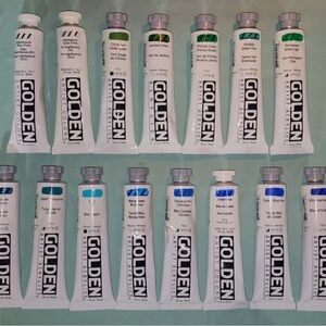 Lot of 15 🎨 GOLDEN ACRYLIC Heavy Body PAINT TUBES 2 oz No Duplicate Colors